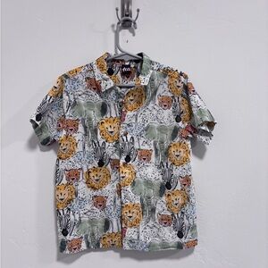 Tea Multicolor Animal Print Button Down Shirt